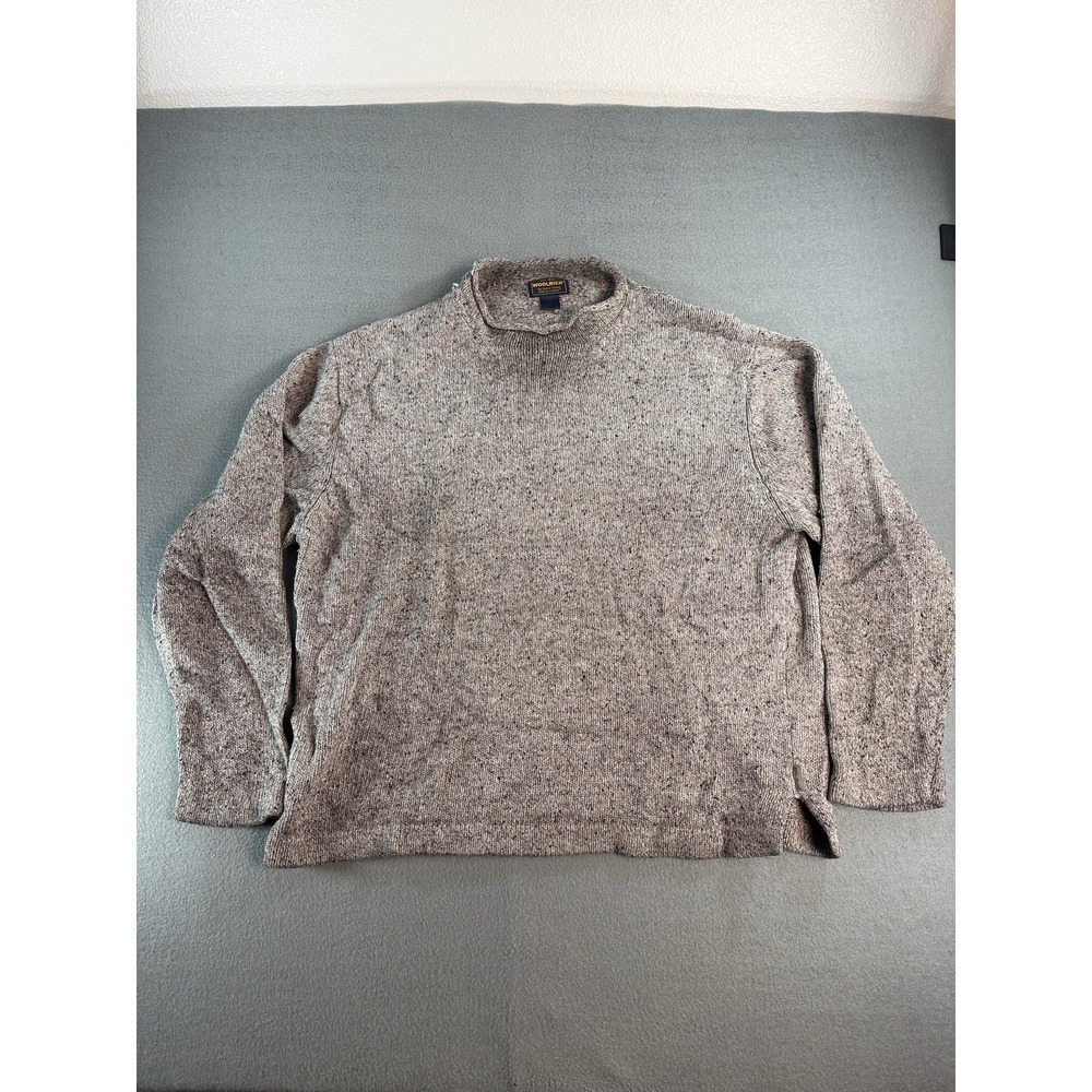 Woolrich Sweater Mens Large Gray‎ Wool Blend Mock Neck Heavyweight Pullover